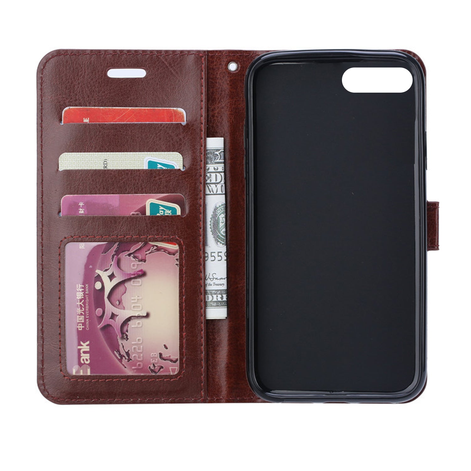 iPhone 8 & 7 Plus Real Plain Leather Wallet Case