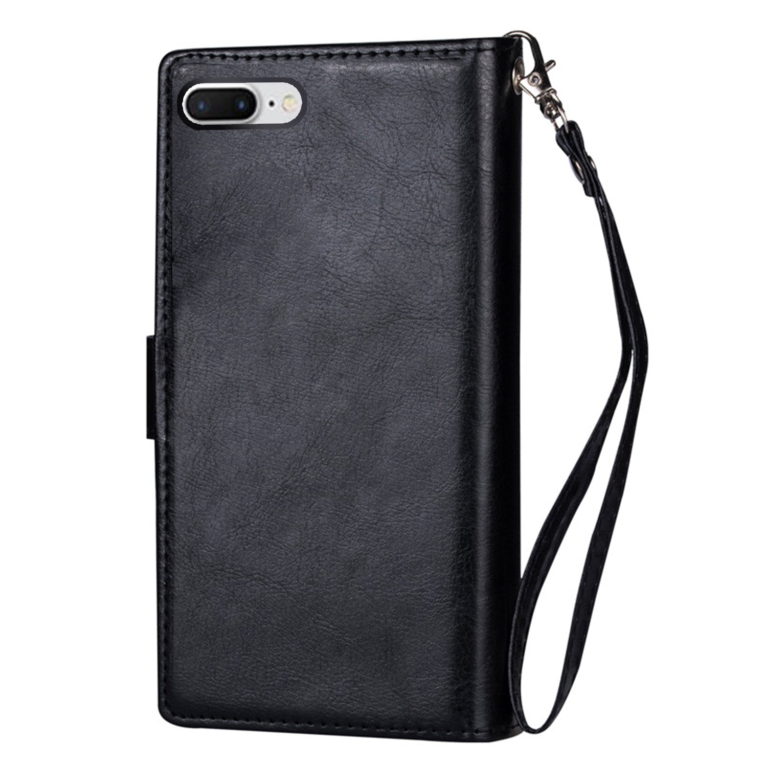 iPhone 8/7 Plus 2 in 1 Leather Wallet Case With 9 Credit Card Slots and Removable Back Cover 