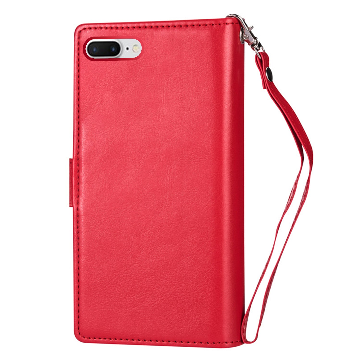 iPhone 8/7 Plus 2 in 1 Leather Wallet Case With 9 Credit Card Slots and Removable Back Cover 