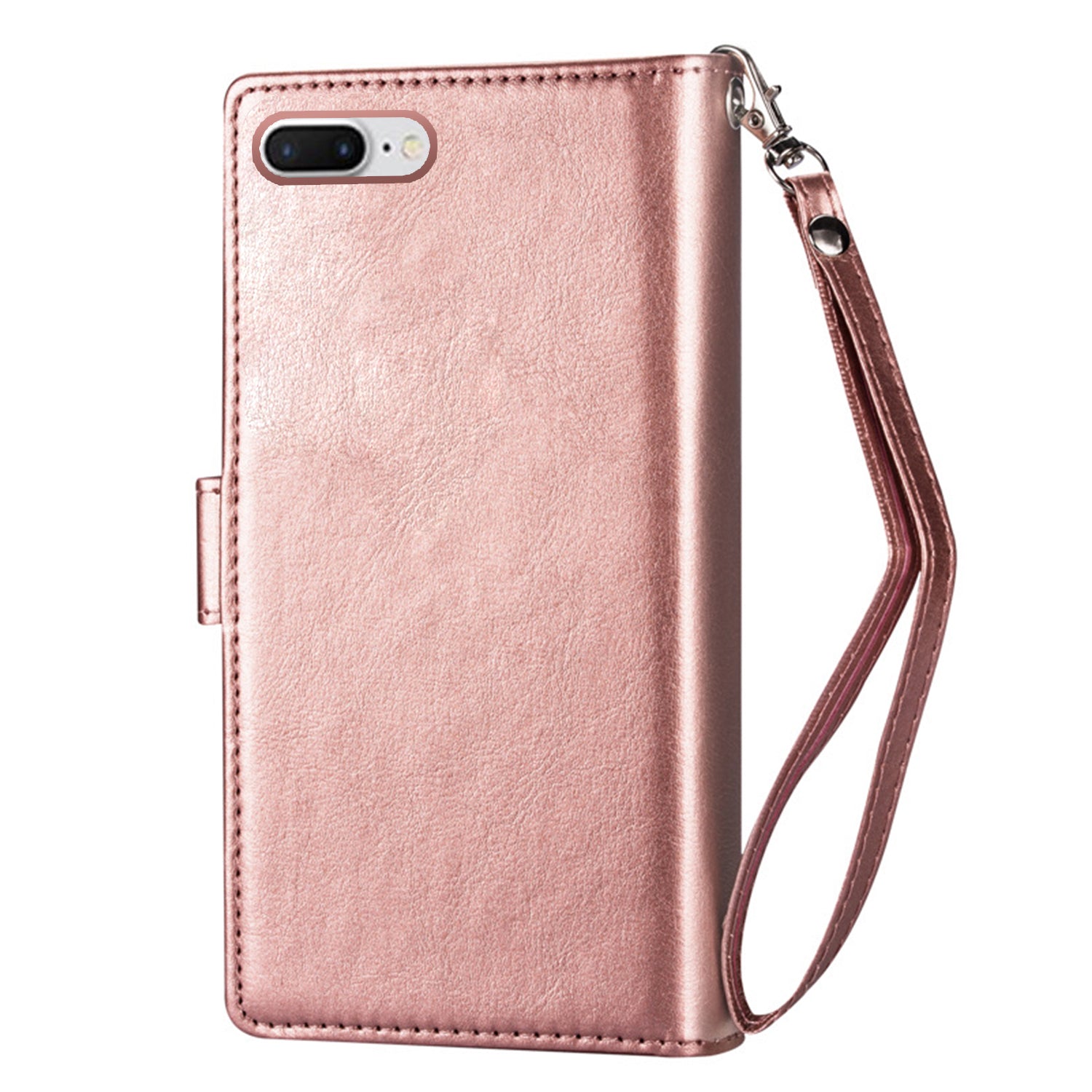 iPhone 8/7 Plus 2 in 1 Leather Wallet Case With 9 Credit Card Slots and Removable Back Cover 