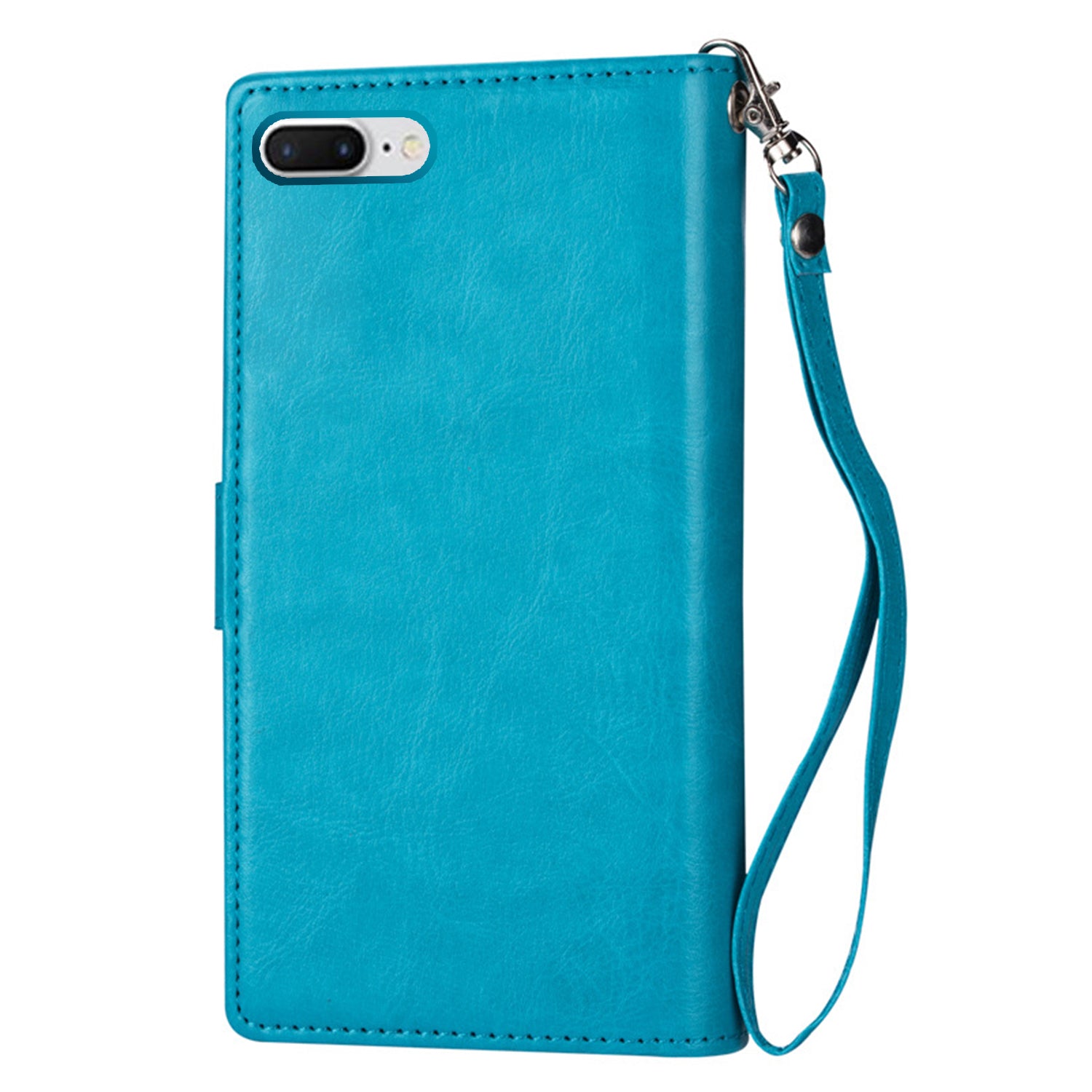 iPhone 8/7 Plus 2 in 1 Leather Wallet Case With 9 Credit Card Slots and Removable Back Cover 