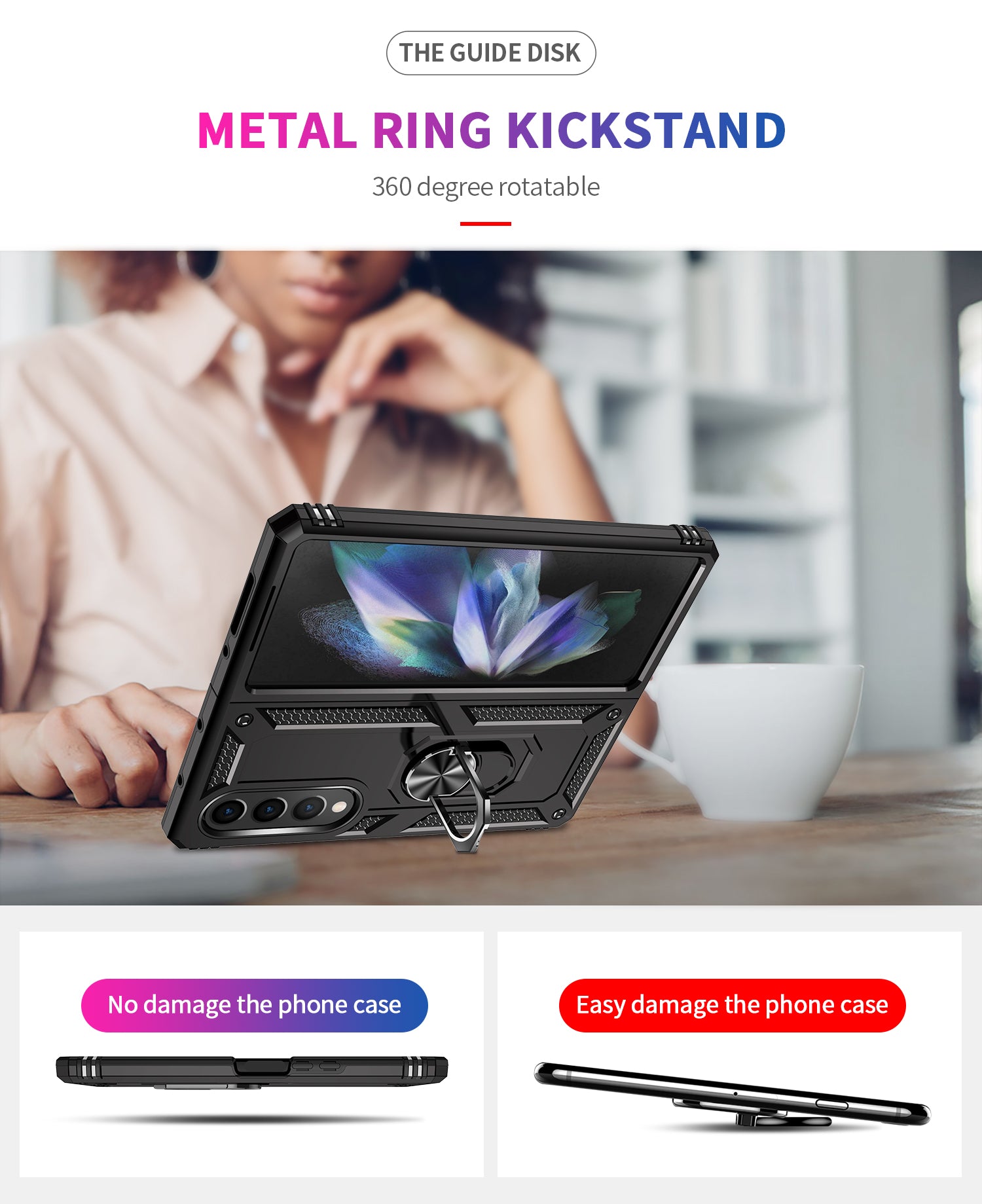 Samsung Galaxy Z Fold 4 Ring Magnetic GPS car mount Phone Holder case