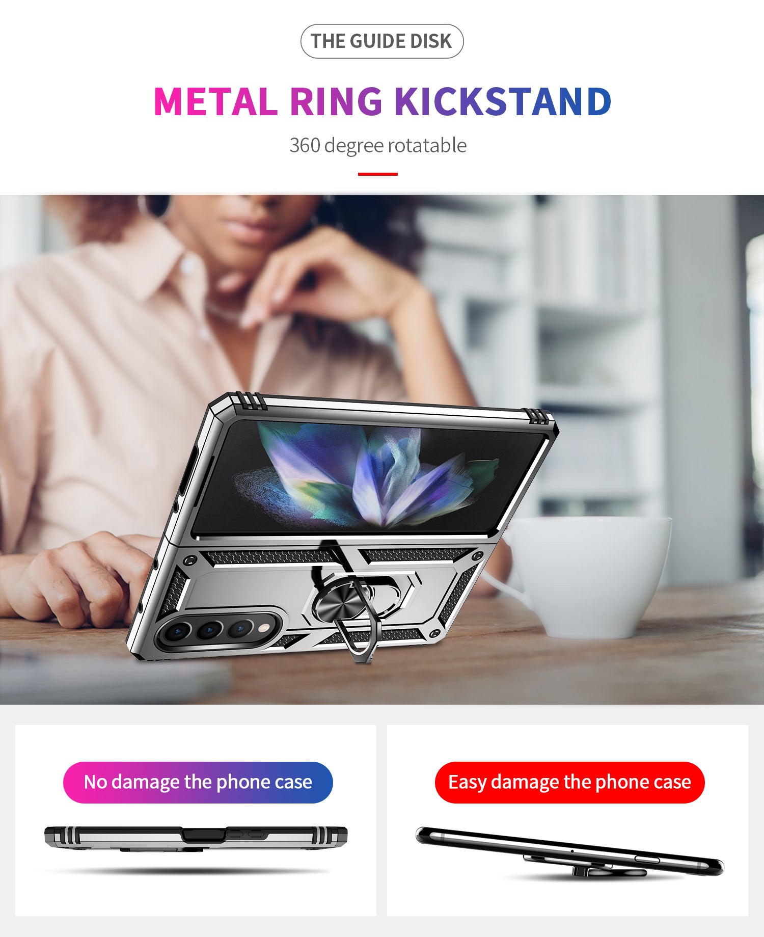 Samsung Galaxy Z Fold 4 Ring Magnetic GPS car mount Phone Holder case