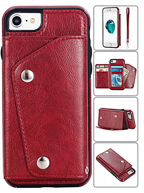 Kickstand Wallet Case with Credit Card Pockets for iPhone 8&7