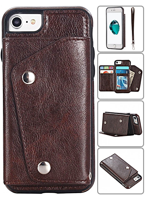 Kickstand Wallet Case with Credit Card Pockets for iPhone 8&7