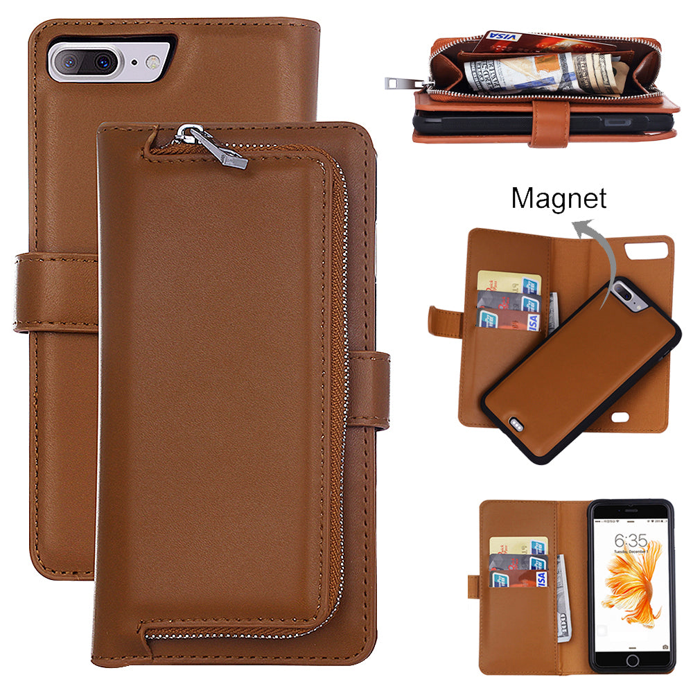 iPhone 8&7 Plus 2 IN 1 Leather Wallet Case with Removable Back Cover