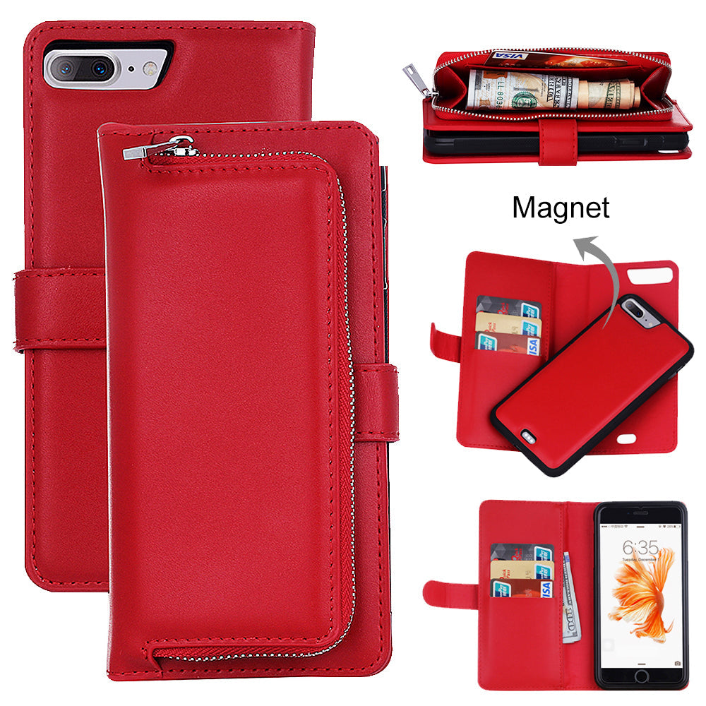 iPhone 8&7 Plus 2 IN 1 Leather Wallet Case with Removable Back Cover