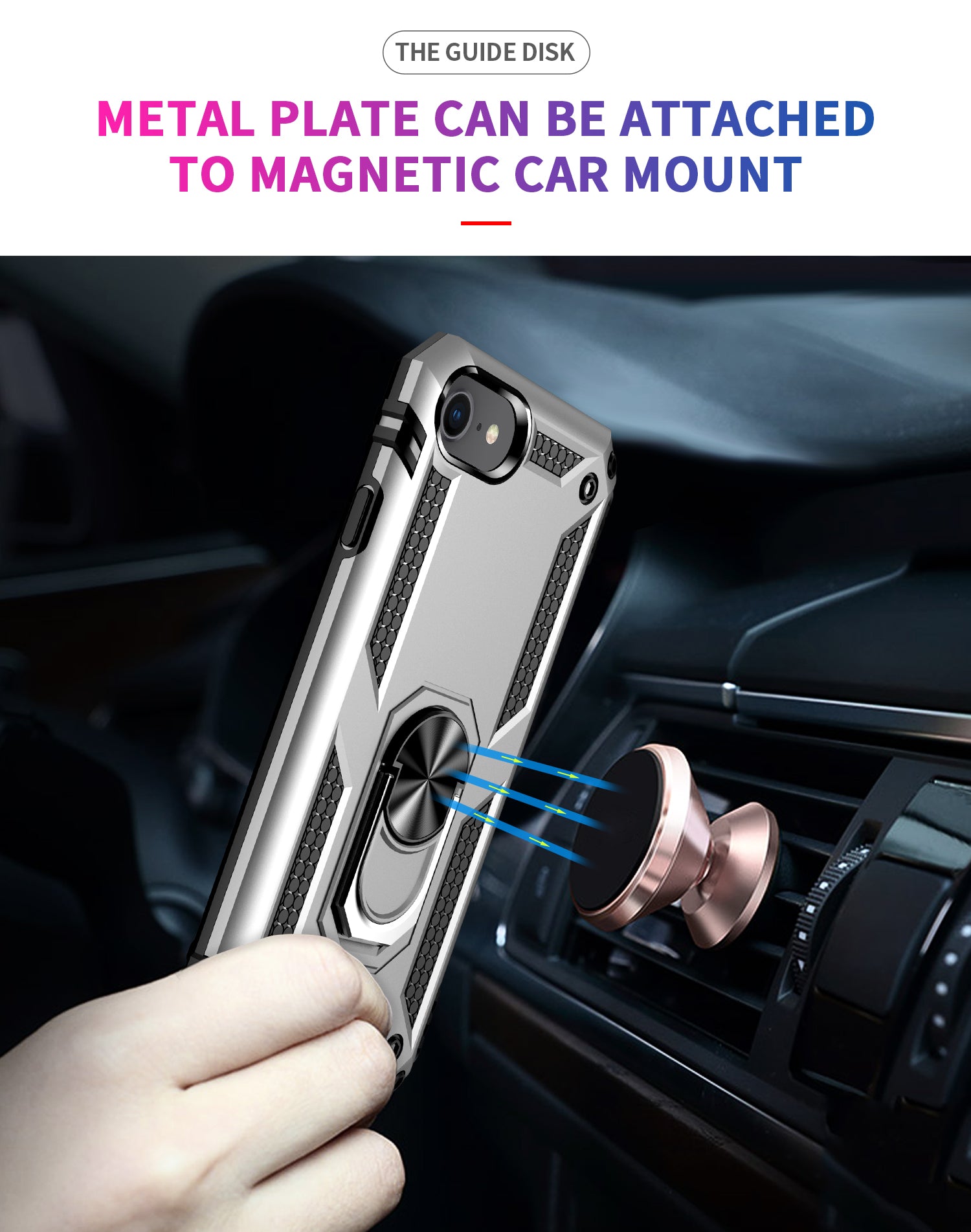 iPhone SE 3/2 dual colors ring magnetic GPS car mount Phone holder case