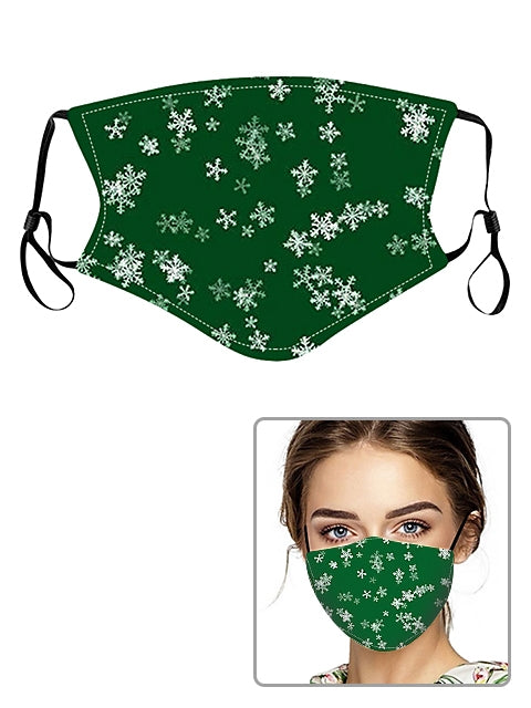 Dust-proof and cold-proof fashionable Christmas mask - Green/Snow