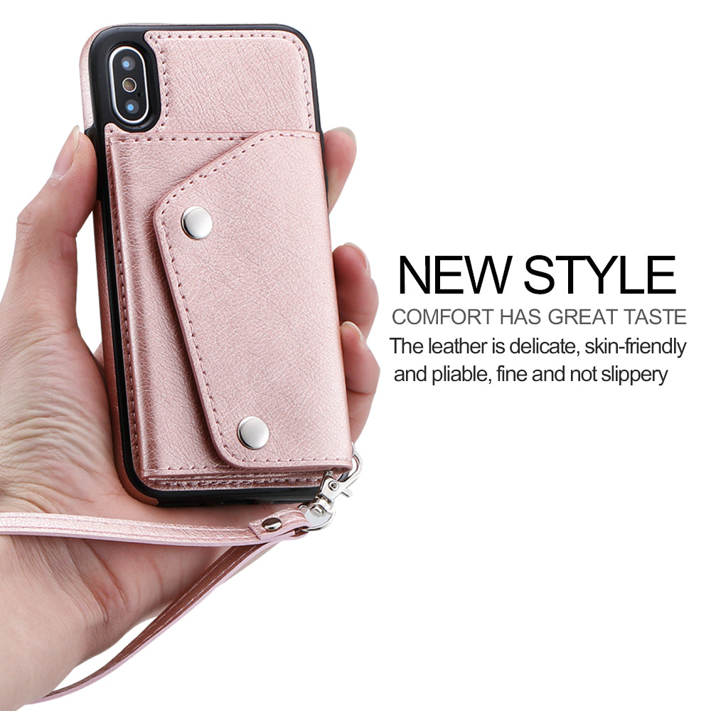 iPhone Xs Max (6.5") 2 in 1 Leather Wallet Case With 9 Credit Card Slots and Removable Back Cover 