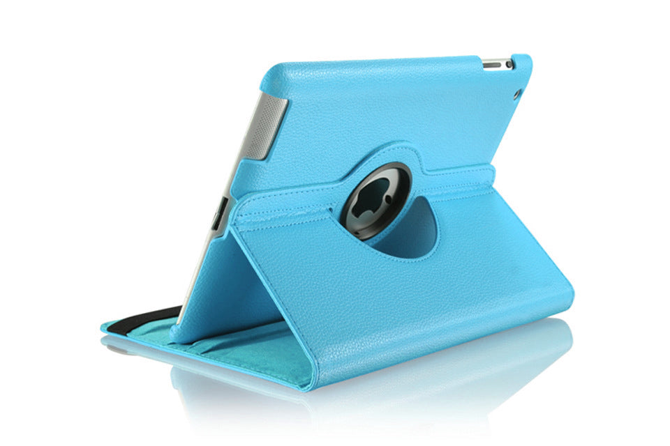 360 Degrees Rotating Leather Standing Case for iPad 4 - Hot Pink