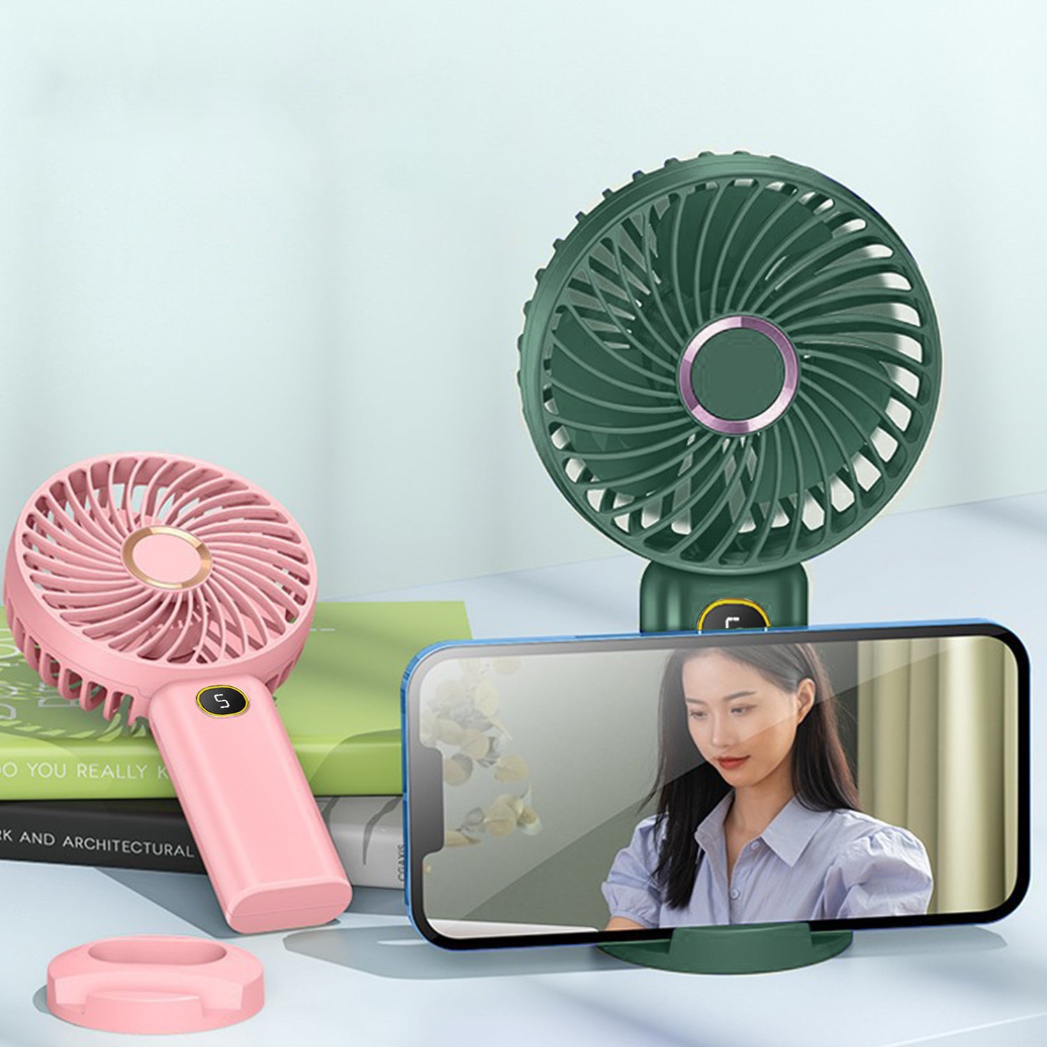 Mini desktop portable holder fan