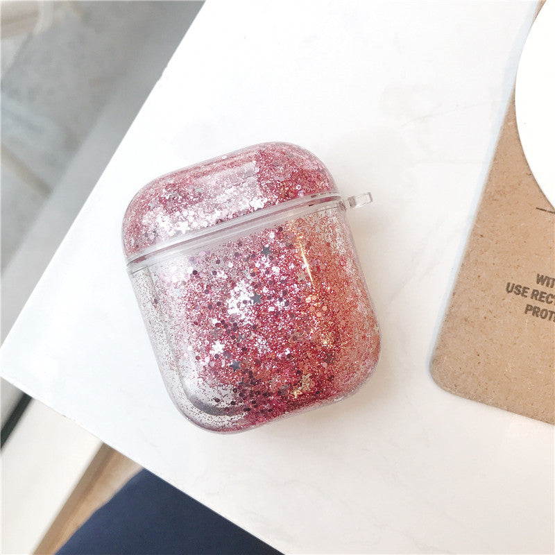 Transparent Floating Glitter Protective Case with Keychain for Airpods