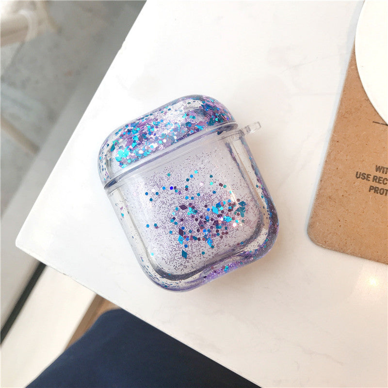 Transparent Floating Glitter Protective Case with Keychain for Airpods