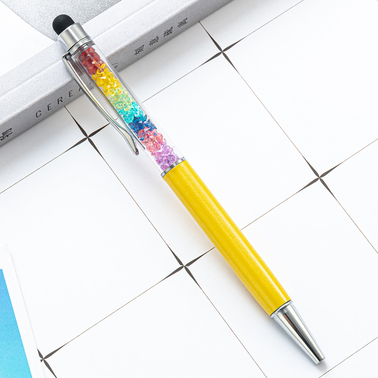 Capacitive Touch Screen Ballpoint Pen Cute Rainbow Diamond Crystal Ball Pens School Writing Supplies - Gold