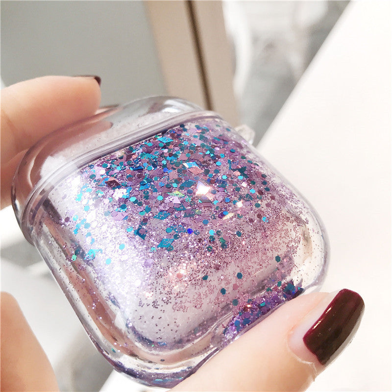 Transparent Floating Glitter Protective Case with Keychain for Airpods