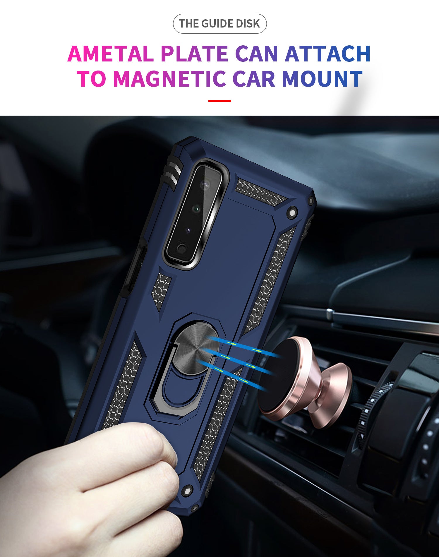 LG Stylo 7(5G) Dual Colors Ring Magnetic GPS car mount Phone Holder case