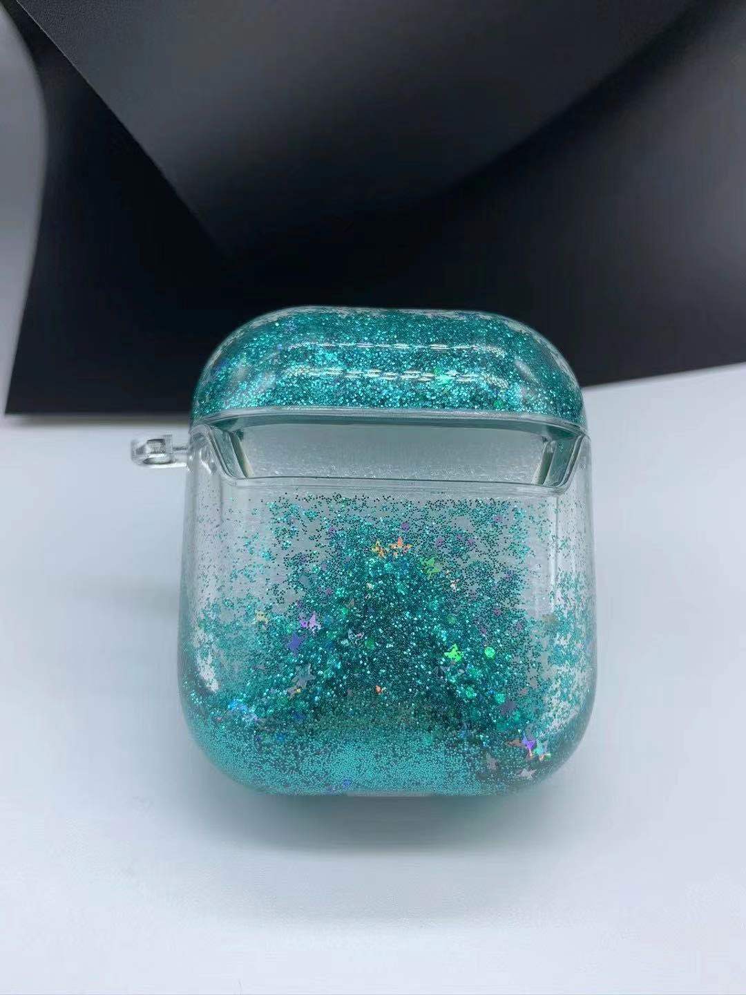 Transparent Floating Glitter Protective Case with Keychain for Airpods