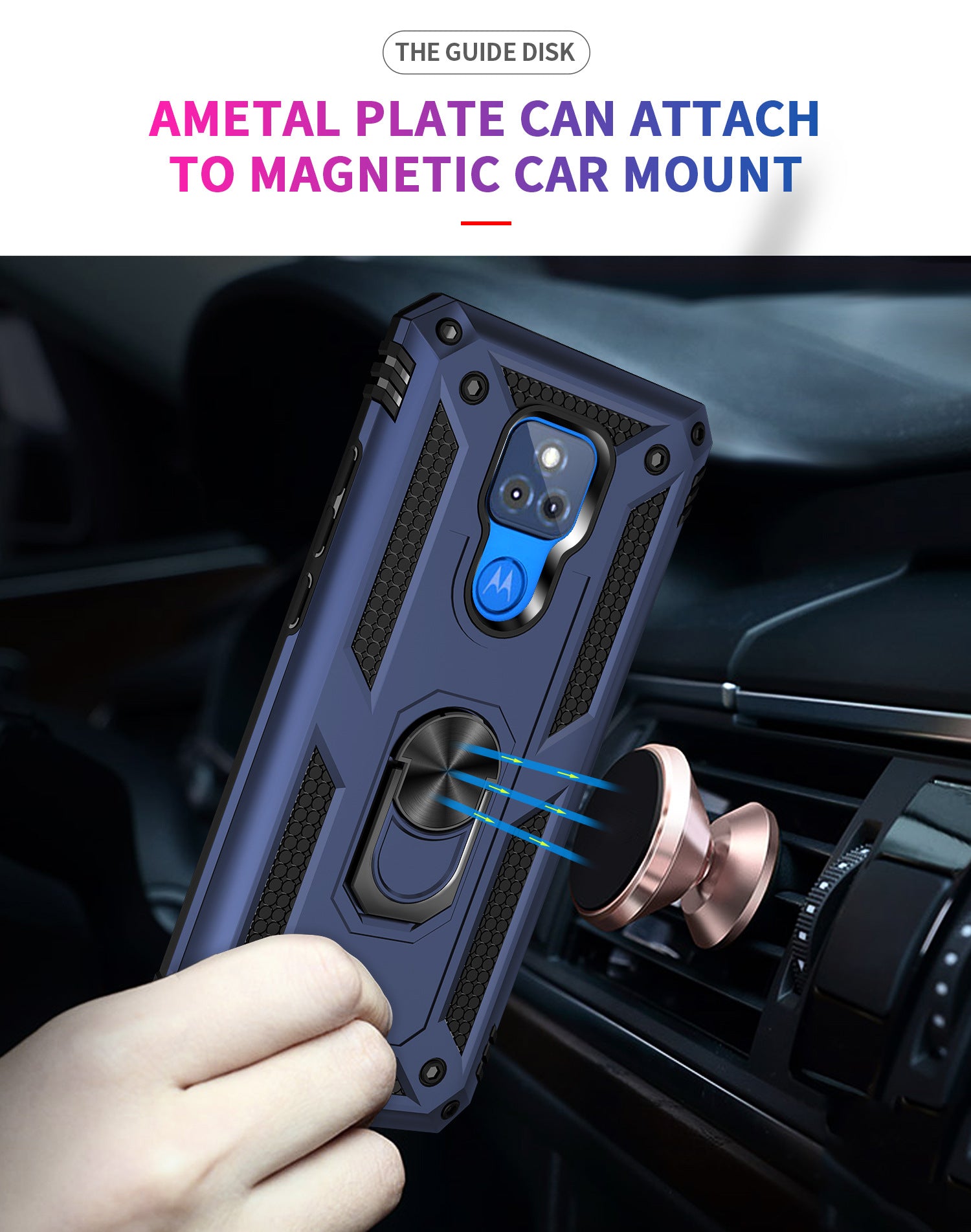 MOTO G Play(2021) Dual Colors Ring Magnetic GPS car mount Phone Holder Case