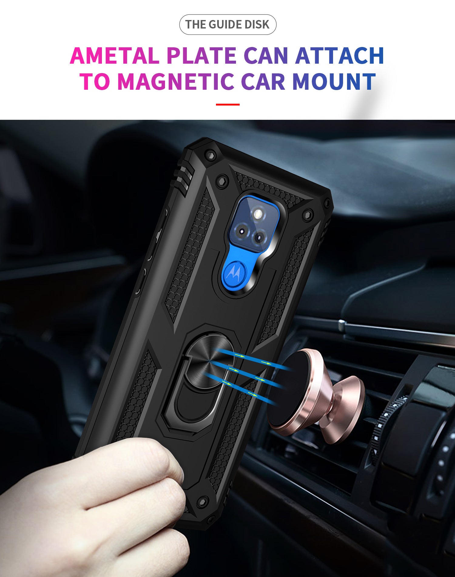 MOTO G Play(2021) Dual Colors Ring Magnetic GPS car mount Phone Holder Case