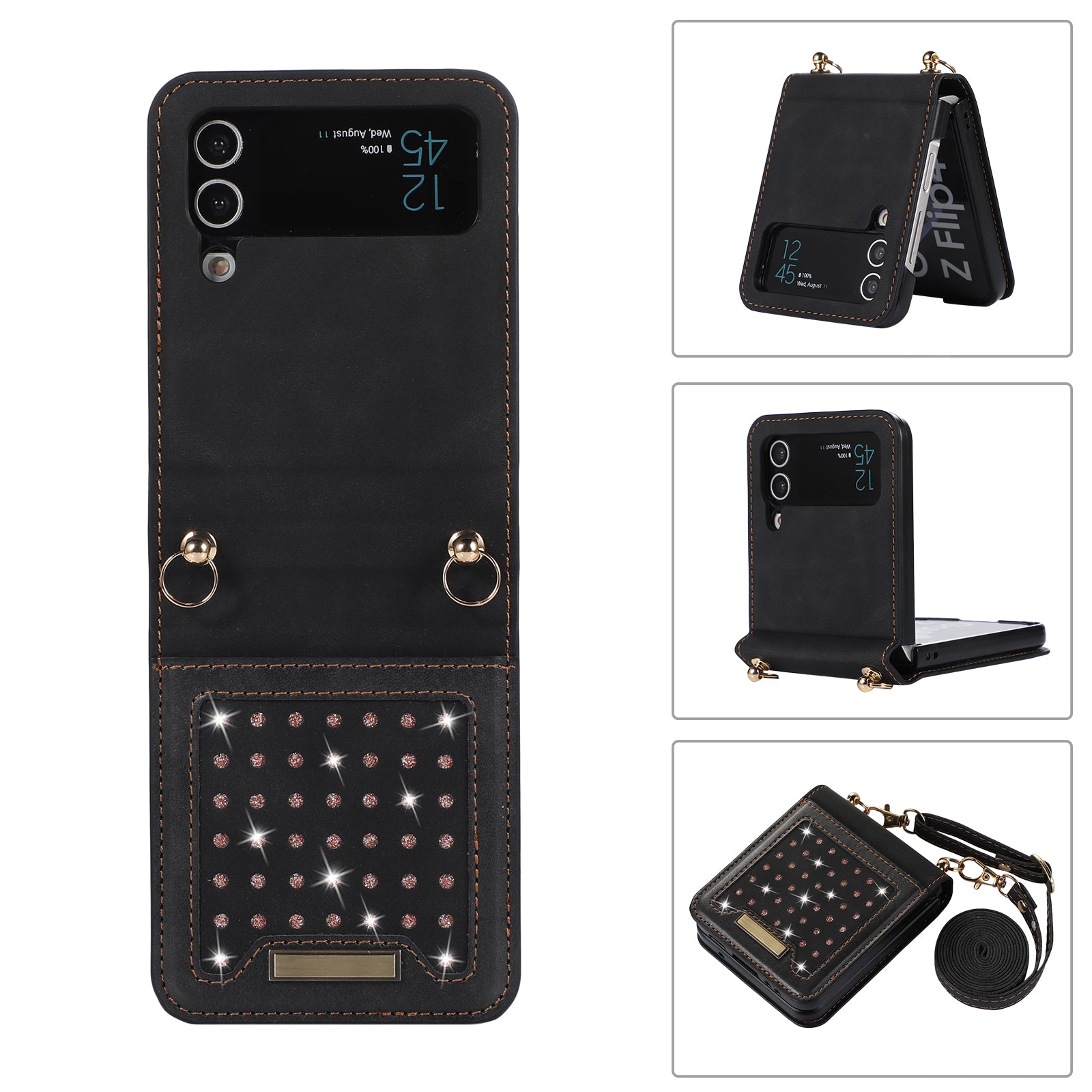 Samsung Galaxy Z Flip 4 Flash powder Insert card Leather case