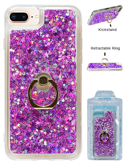 iPhone 8/ 7/ 6 Plus Floating Glitter Star Ring Phone Holder Case