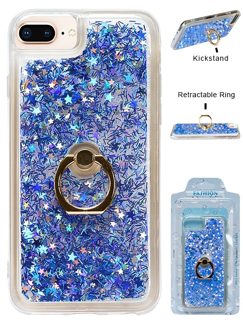 iPhone 8/ 7/ 6 Plus Floating Glitter Star Ring Phone Holder Case