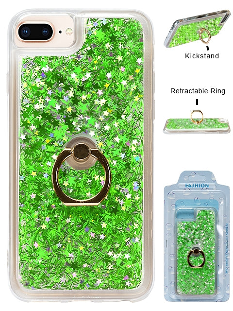 iPhone 8/ 7/ 6 Plus Floating Glitter Star Ring Phone Holder Case