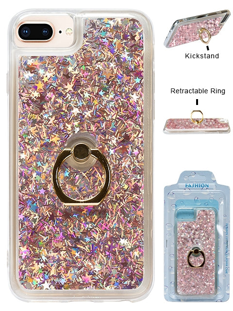 iPhone 8/ 7/ 6 Plus Floating Glitter Star Ring Phone Holder Case