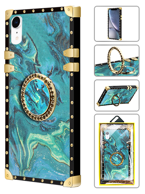 iPhoneXR(6.1") TPU Luxury Diamond Marble Fashion Case with Kickstand