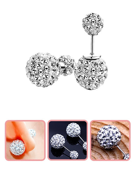 Crystal Double Ball Stud Earrings for Women  (B98)