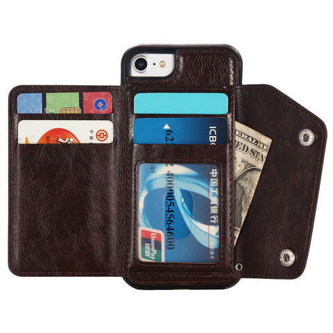 Kickstand Wallet Case with Credit Card Pockets for iPhone 8&7