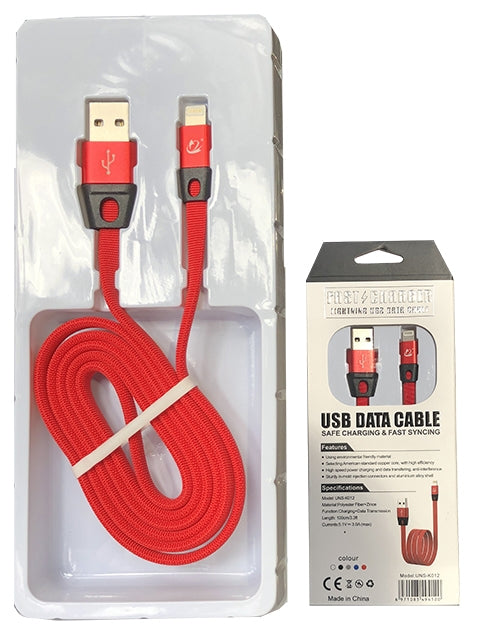 Flat Noodle Braided Woven Fast Charging Lightning USB Cable