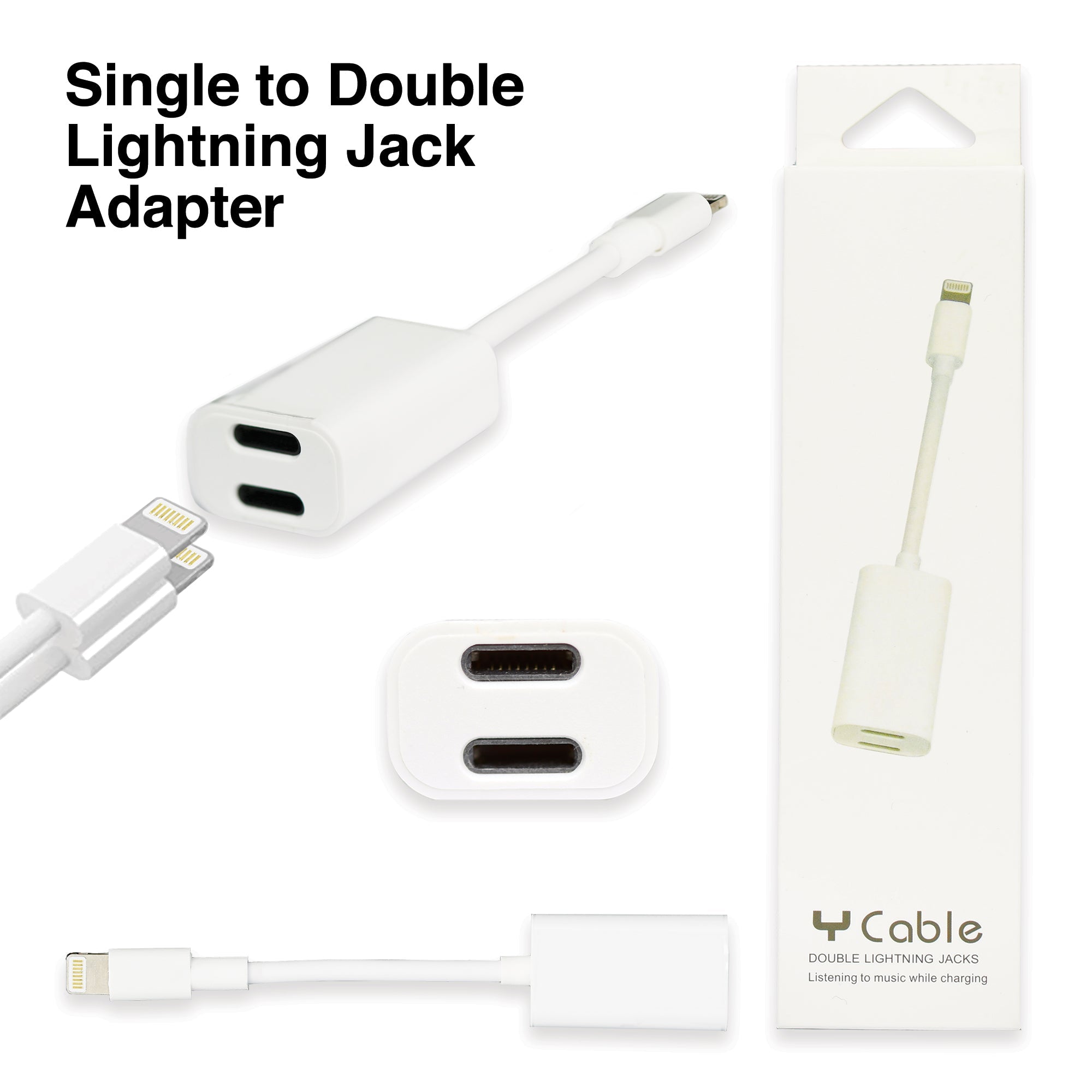 2 in 1 Double Lightning Adapter for iPhone 11/11 Pro /11 Pro Max/ Xs Max/ X / XS/ 8 / 7
