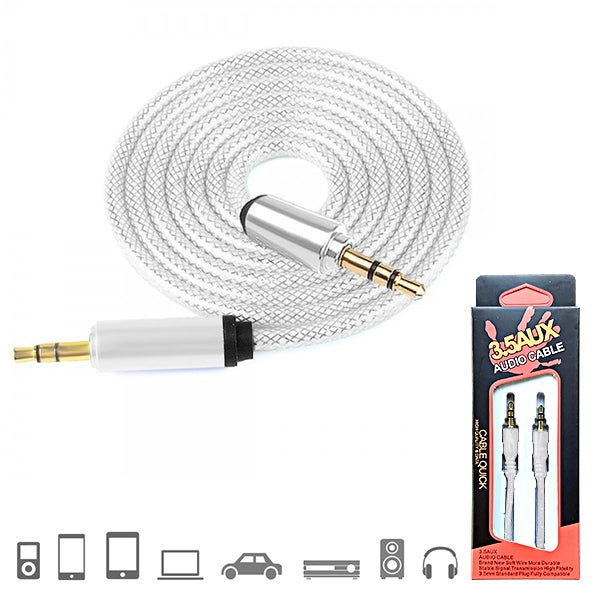 Fishnet Design Stereo AUX Audio Cable Male to Male Stereo Audio Cable (3FT)