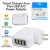 Travel Charger Four Port USB A/C Power Adapter - White