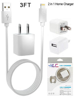 2 in 1 Home Charger Compatible with Apple iPhone XM/XR/X/8/7/6/5
