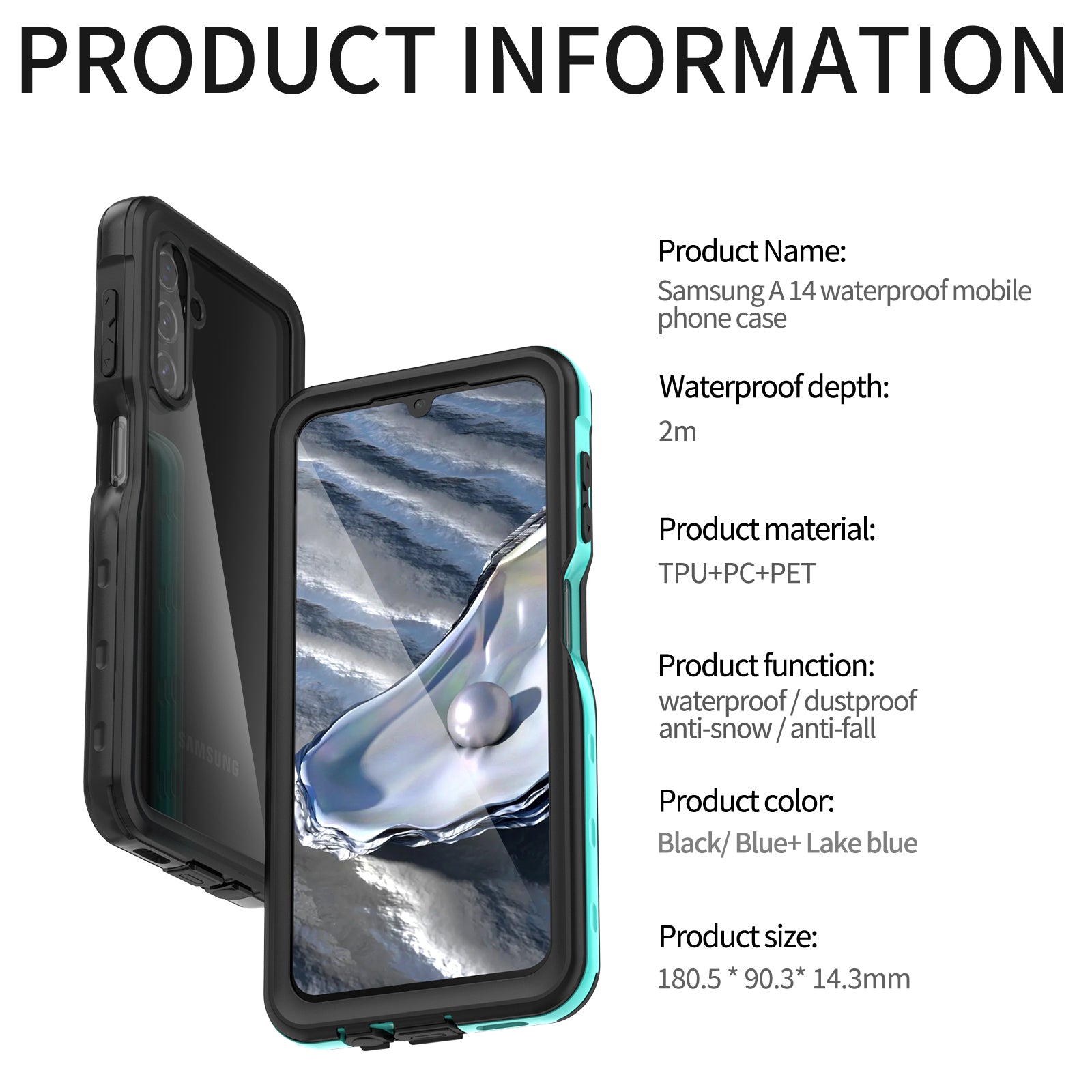 Samsung Galaxy A14 360 Full Protective Waterproof Case with Built-in Screen Fingerprint Protector