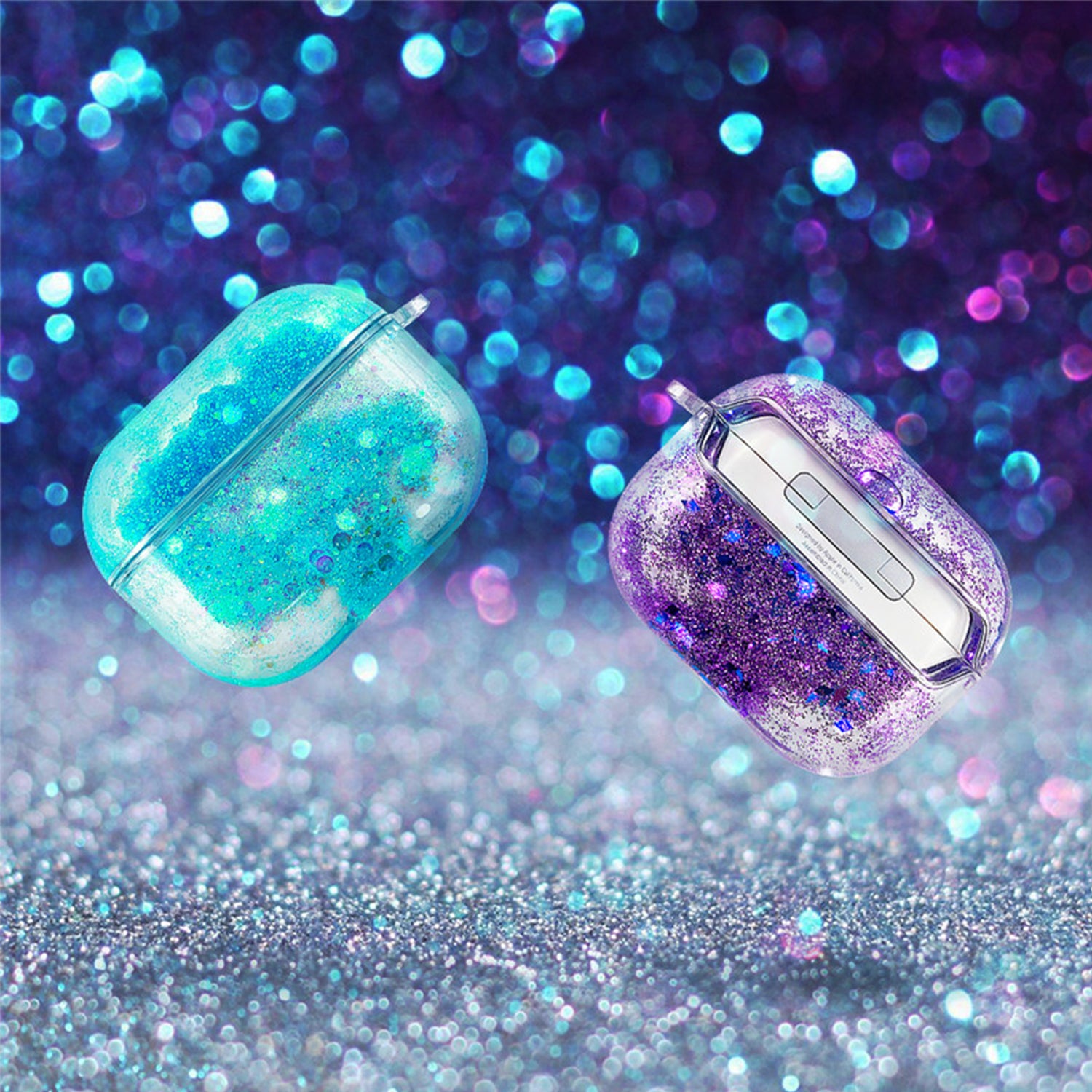 Transparent Floating Glitter Protective Case with Keychain for Airpods Pro