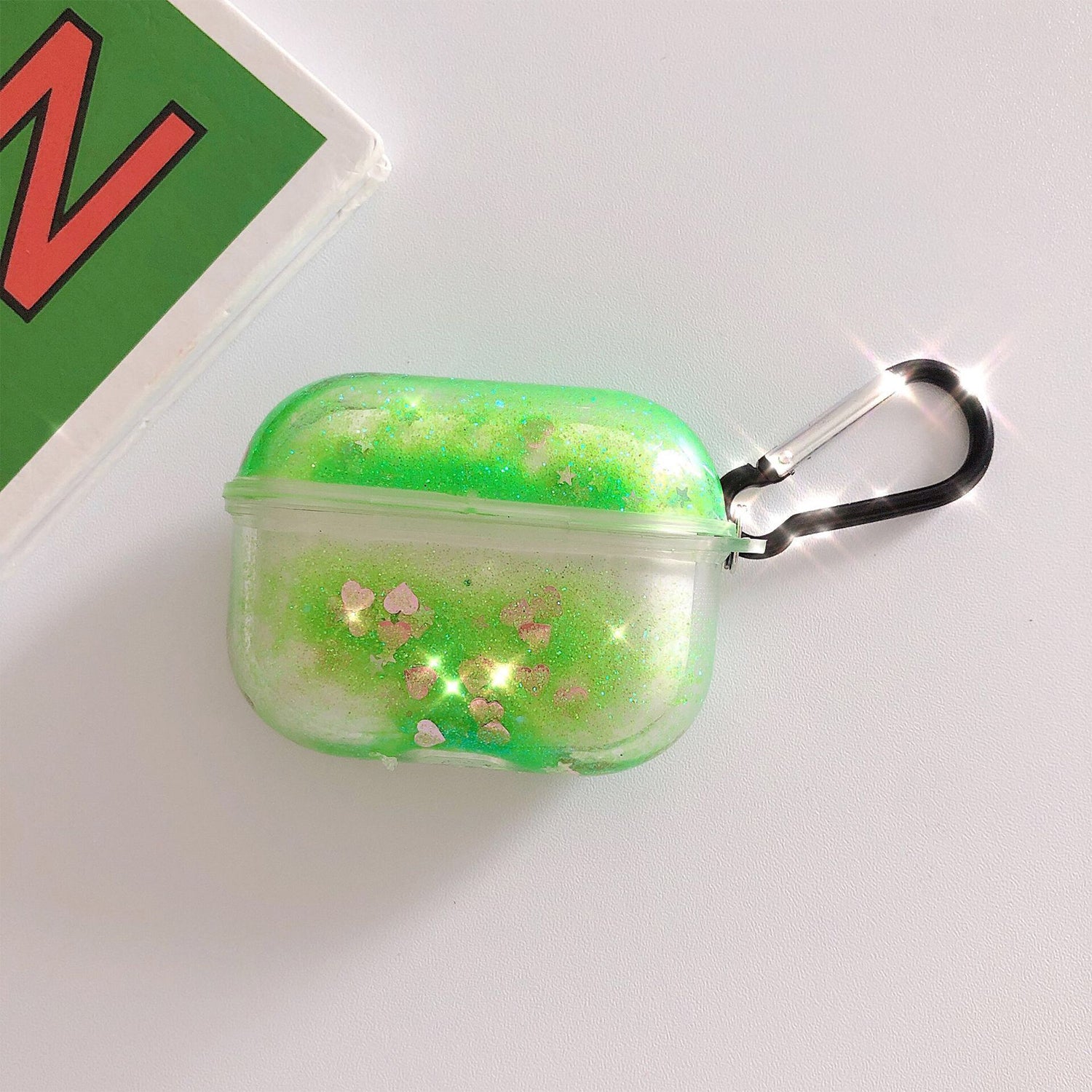 Transparent Floating Glitter Protective Case with Keychain for Airpods Pro