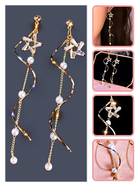 A Dozen of Glamorous Style Long Wavy Tassels Dangle Earrings (E1242)