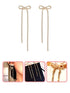 A Dozen of Dazzle Sparkling Bow-Knot Rhinestone Long Tassels Dangle Earrings (E1284)