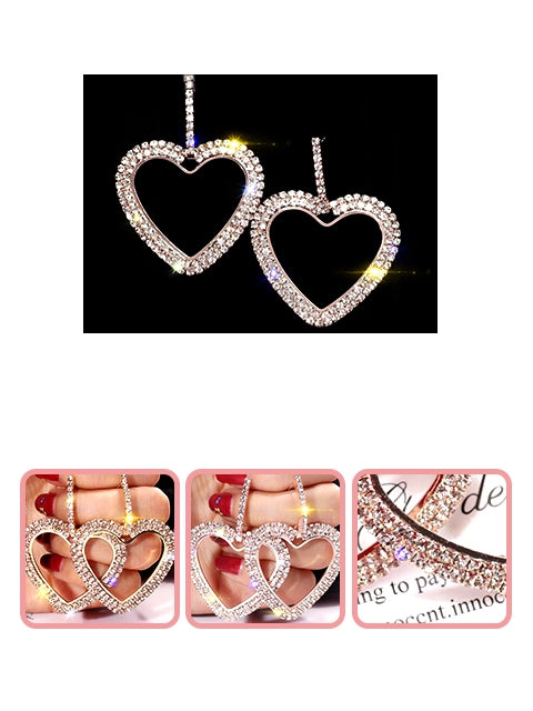 A Dozen of Fashion Heart Rhinestone Earrings (E3135)