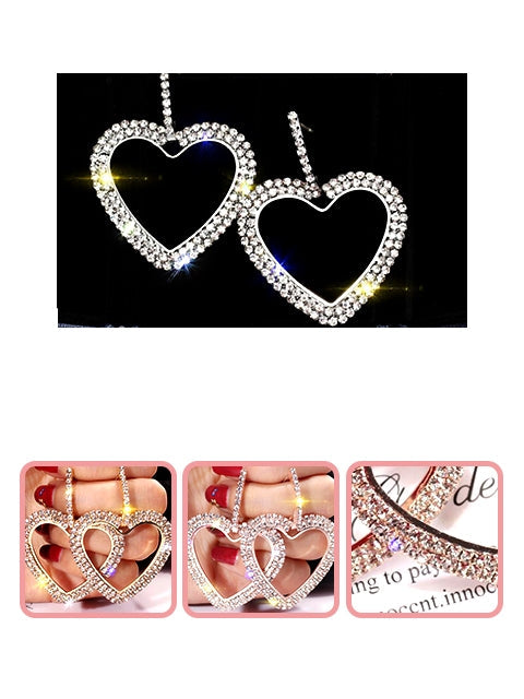 A Dozen of Fashion Heart Rhinestone Earrings (E3135)