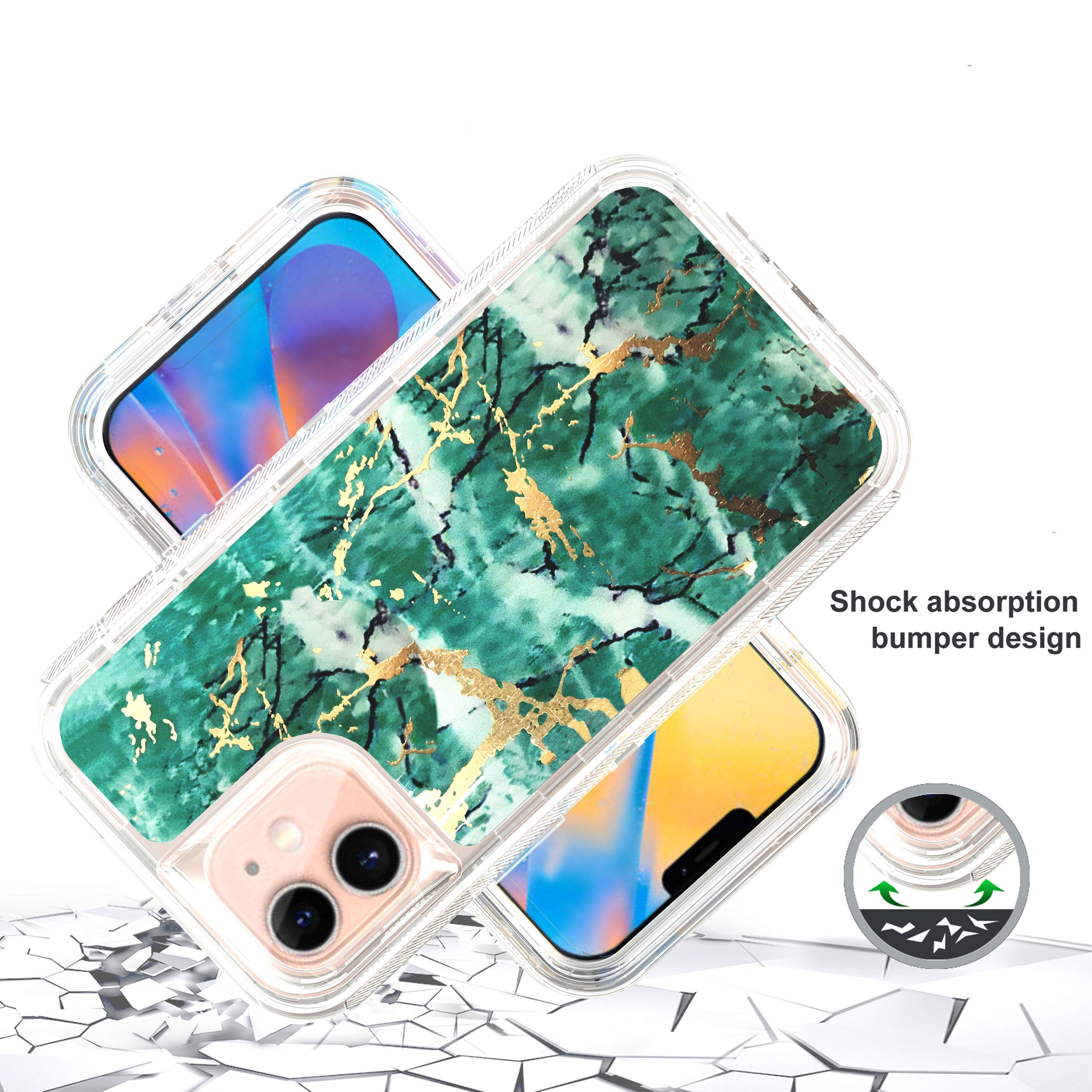 Clear Case for iPhone 12 Mini (5.4") Anti-Shock Durable Protective TPU Heavy Duty Marble case