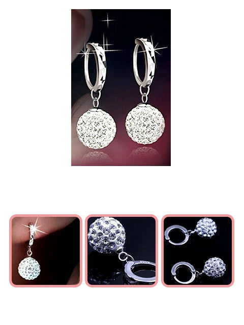 A Dozen of Plated Polishing Micro Inlay Rhinestone Ball Hoop Earrings for Woman (E6034)