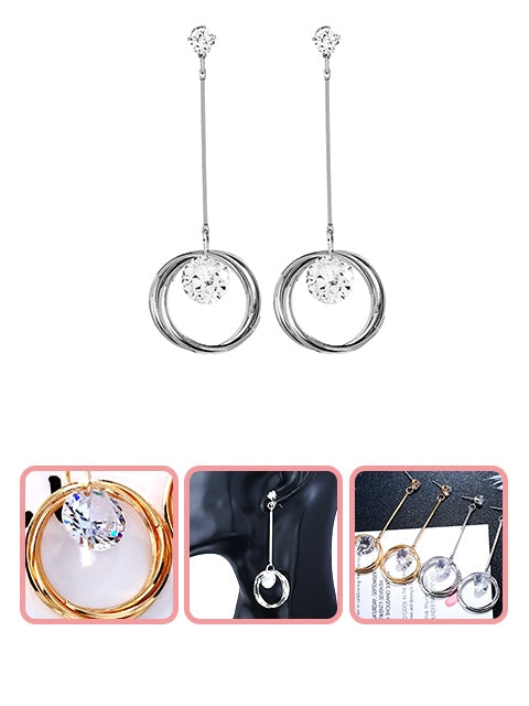 A Dozen of Rhinestone Dangle Earrings Drop Hoop Round Stud Earrings (E6102)