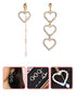 A Dozen of Dazzling Rhinestone Unbalanced  Heart Linked  Dangle Earrings (E640)