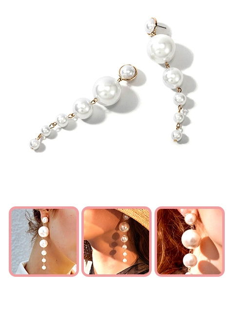 A Dozen of Long Pearl Dangle Earrings (E6512)