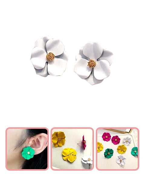 A Dozen of Flower Petal Statement Stud Earrings for Women (E6719)